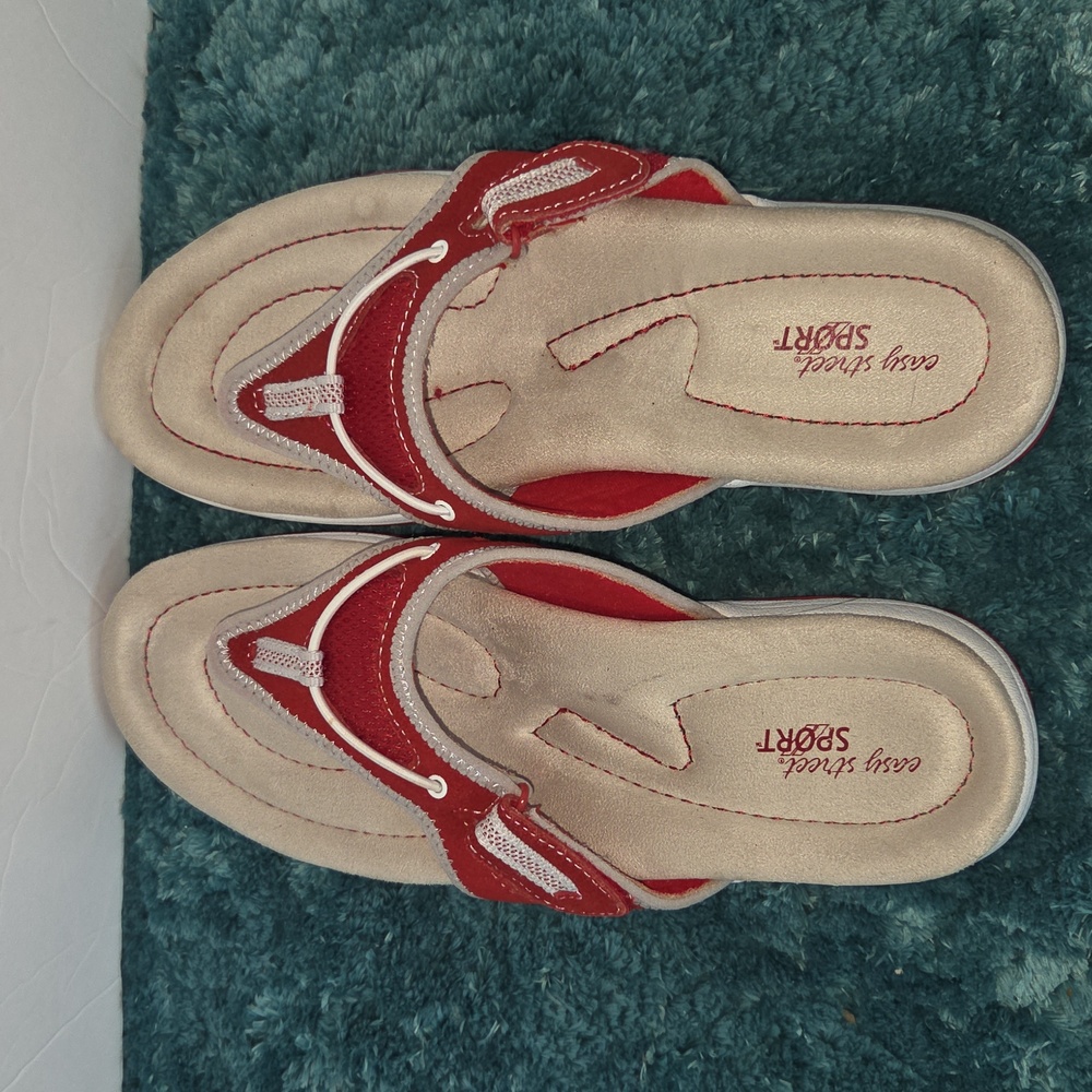Easy Street Sport Women's Red Leather Sandals Size 12m